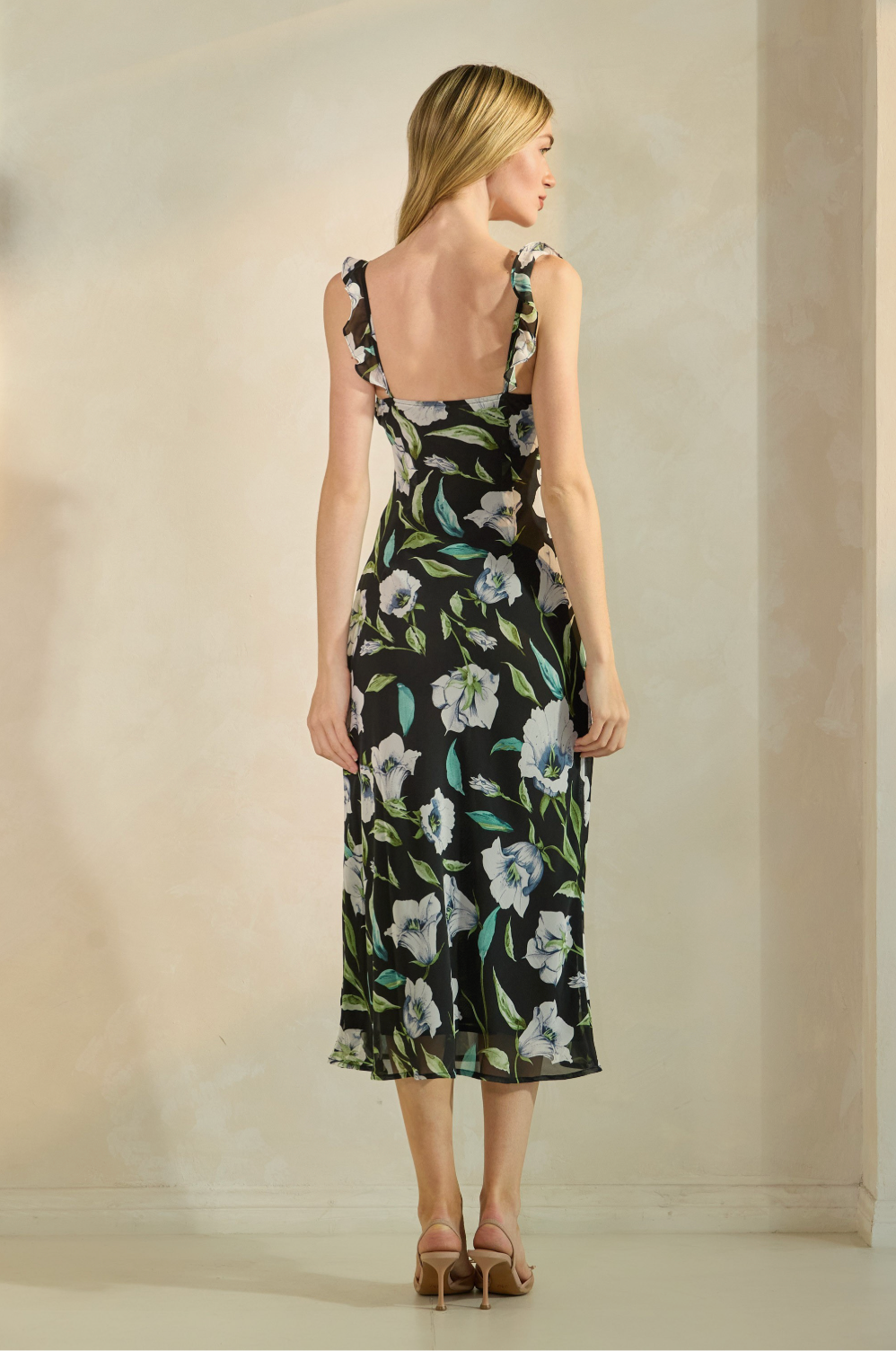 White Florals Midi Dress